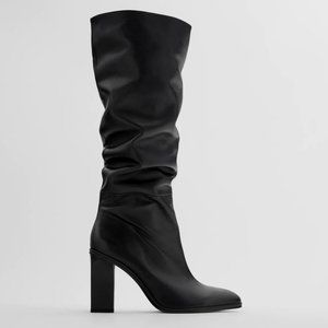 🔥SALE🔥NEW ZARA SLOUCHY HIGH SHAFT LEATHER Boots